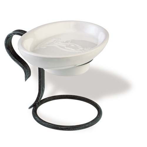 Soap Dish, StilHaus F09AP, Classic-Style Round Ceramic Soap Dish with Brass Base F09AP
